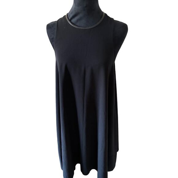 T by Alexander Wang Black Lambskin Leather Trim Shift Dress - Size 4 - Picture 5 of 9